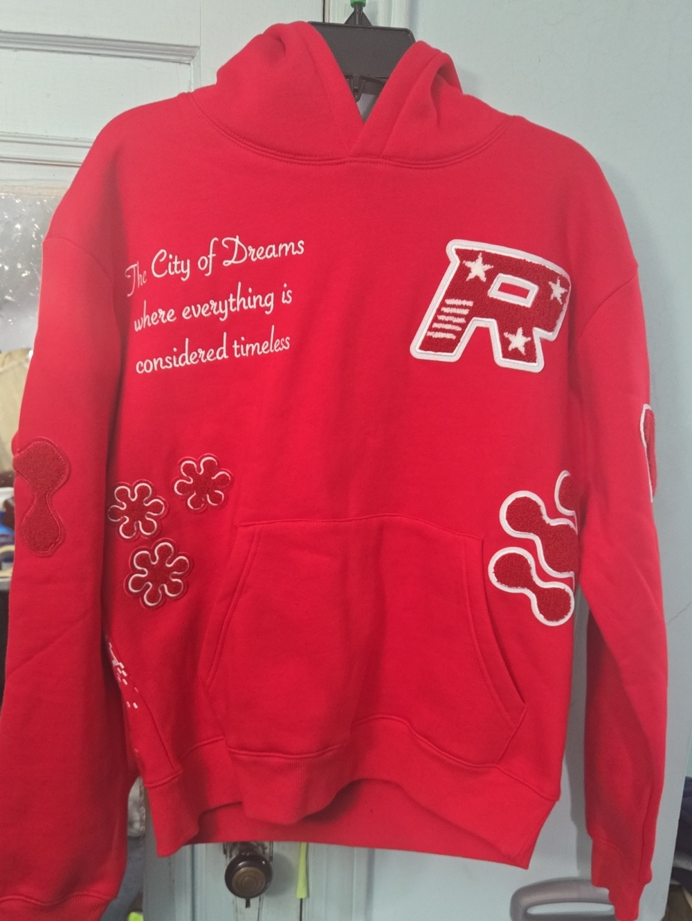 Red Graphic Pullover Hoodie - The City of Dreams